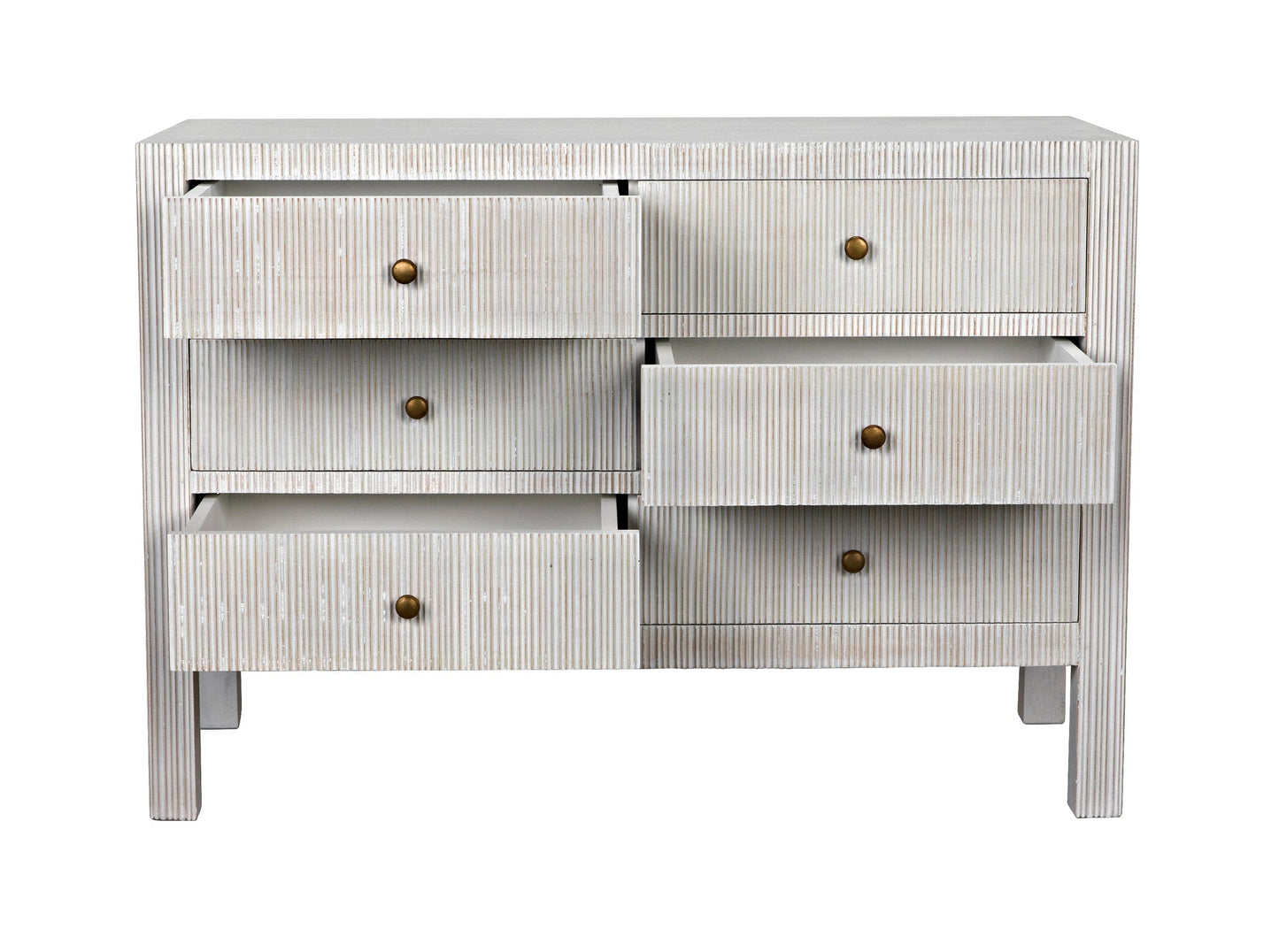 Conrad Wood White Dresser With 6 Drawers-Dressers-Noir-Sideboards and Things