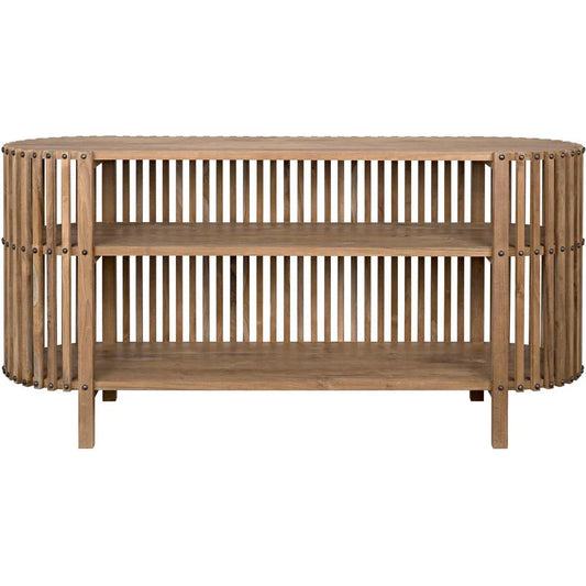 Noir Consuela Teak Wood Geometric Console Table