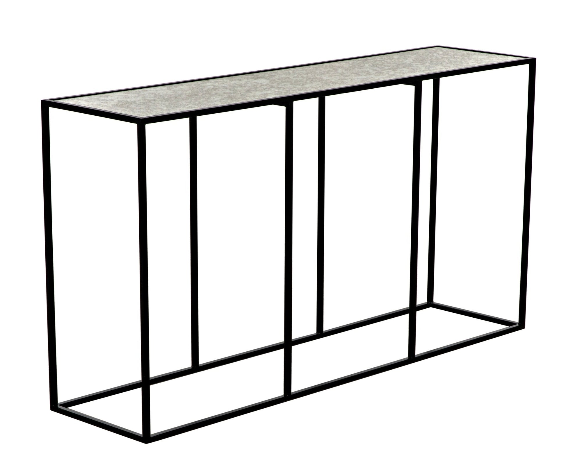 Convention Black Steel Sofa Table With Antique Glass-Side Tables-Noir-Sideboards and Things