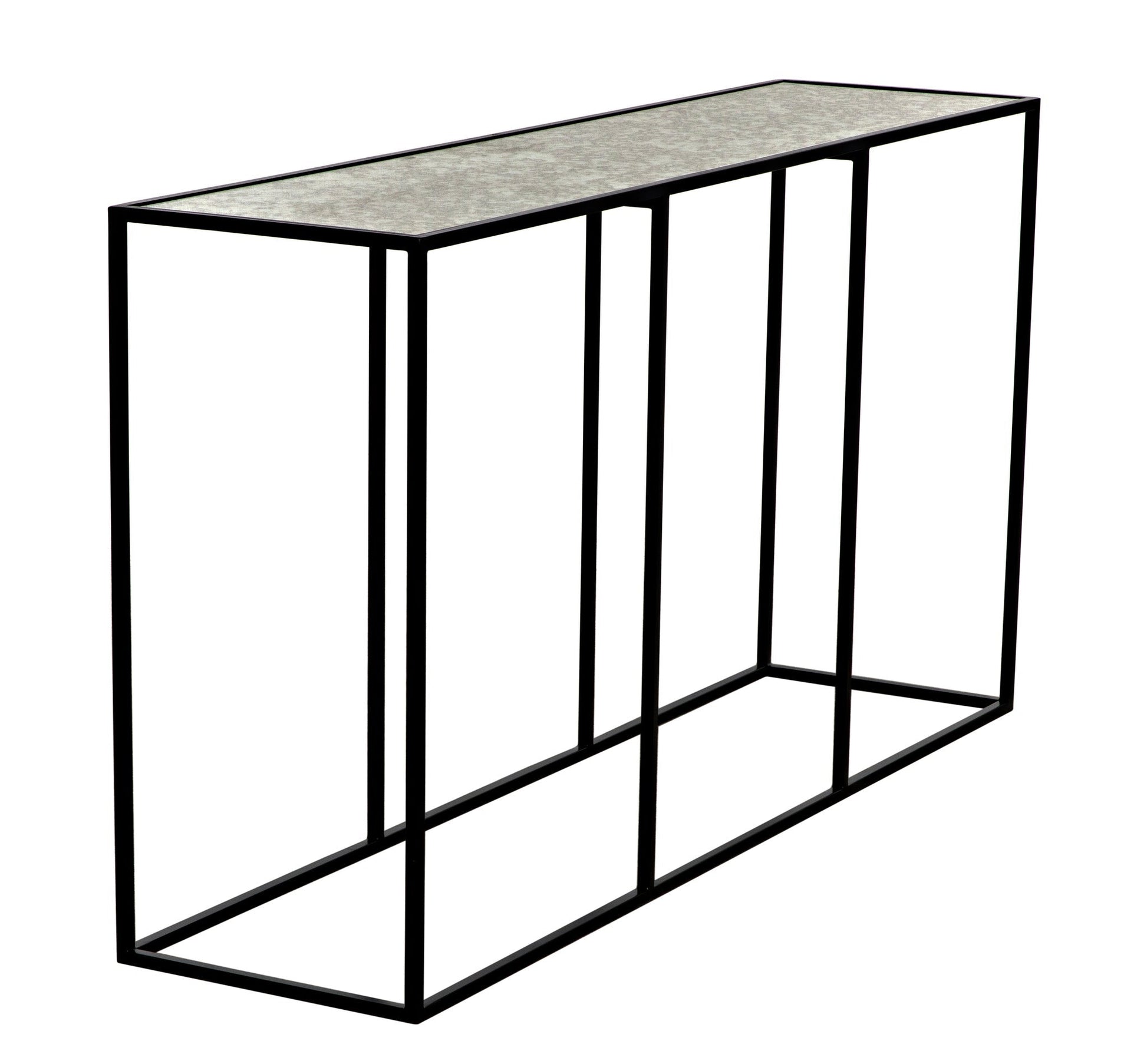 Convention Black Steel Sofa Table With Antique Glass-Side Tables-Noir-Sideboards and Things