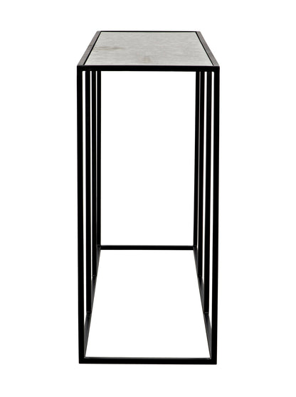 Convention Black Steel Sofa Table With Antique Glass-Side Tables-Noir-Sideboards and Things