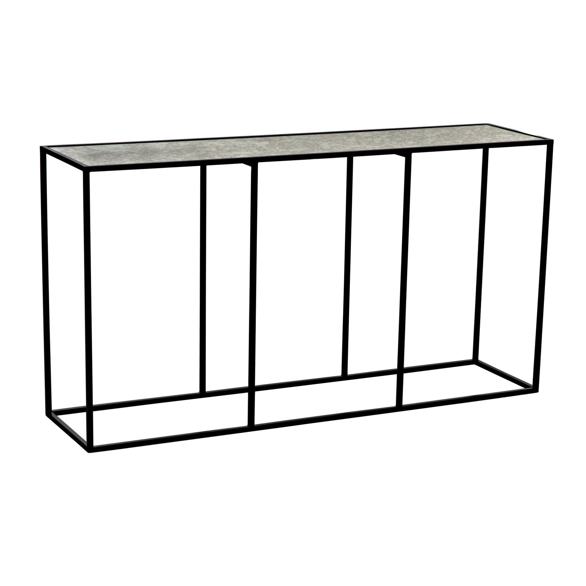 Convention Black Steel Sofa Table With Antique Glass-Side Tables-Noir-Sideboards and Things