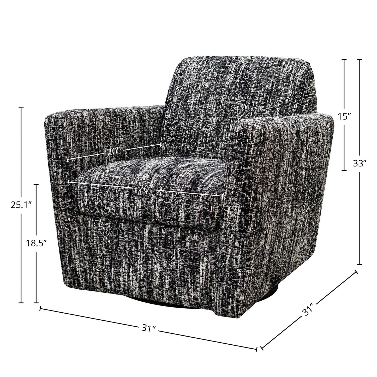 LH Home Cooper Leather Swivel Club Chair