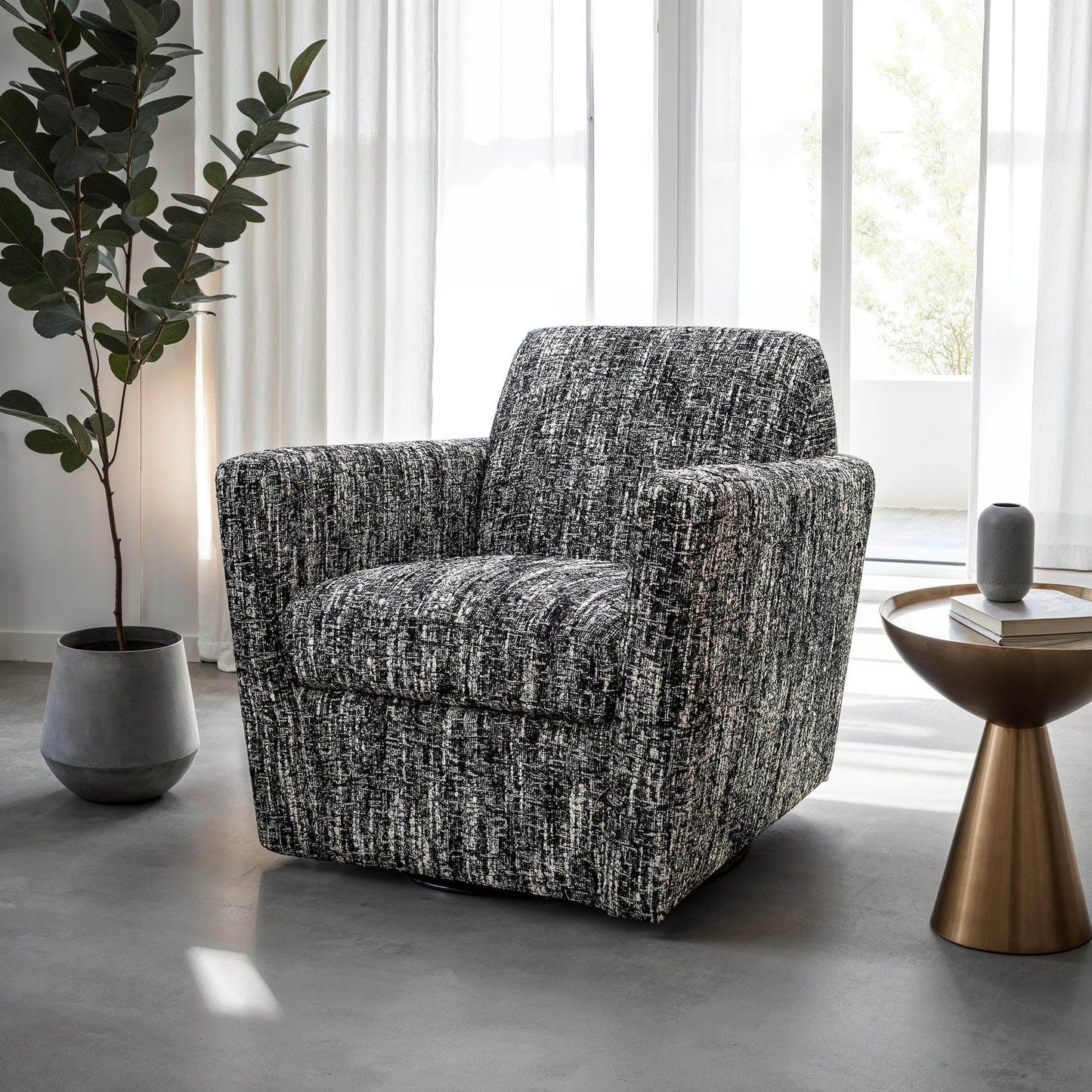 LH Home Cooper Leather Swivel Club Chair
