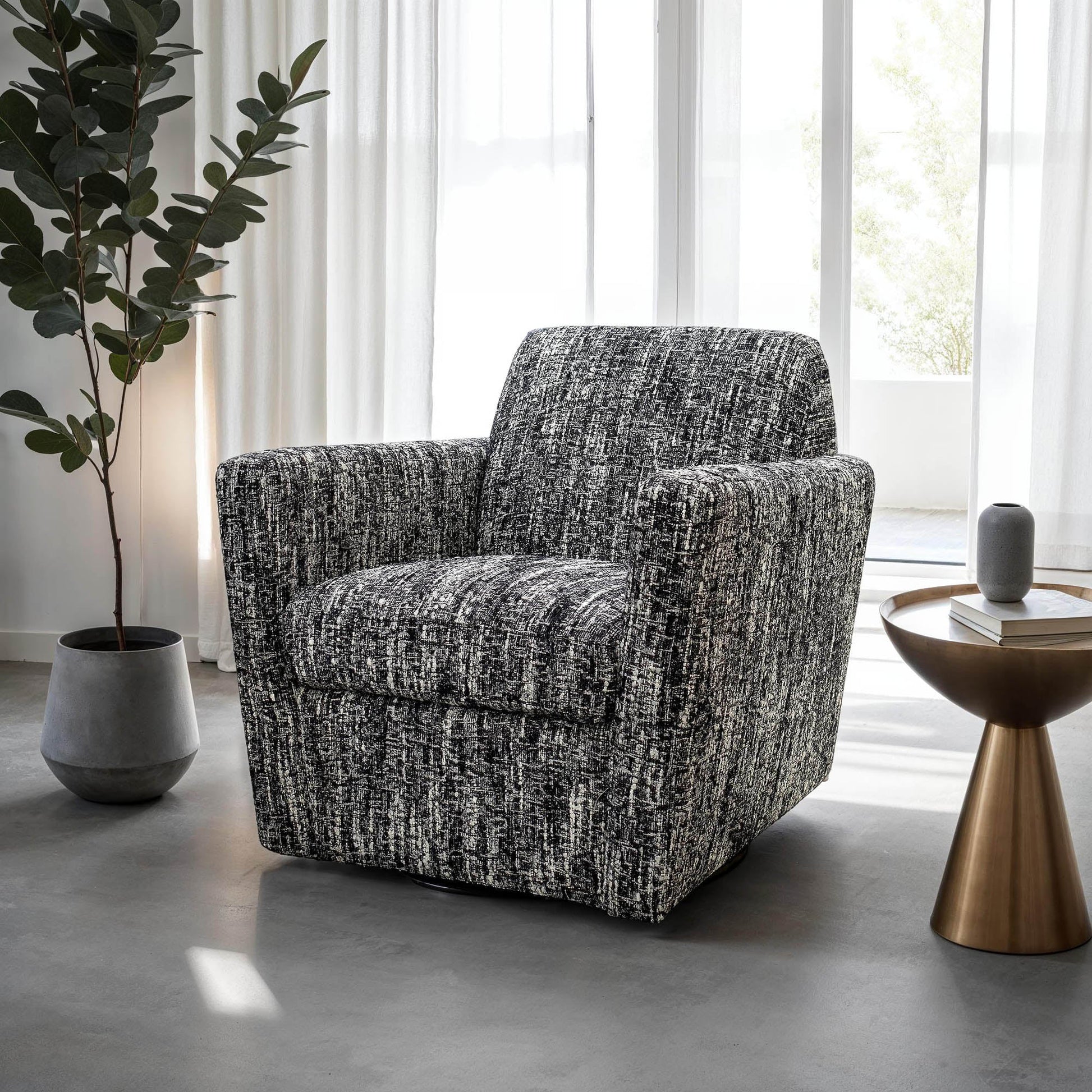 LH Home Cooper Leather Swivel Club Chair
