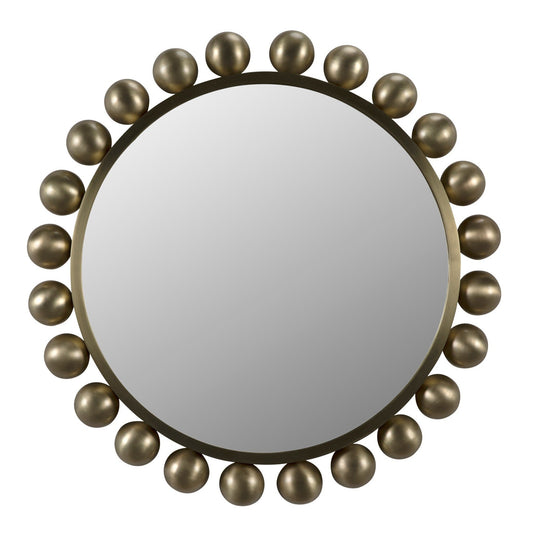 Cooper Metal Round Mirror With Brass Finish-Wall Mirrors-Noir-Sideboards and Things