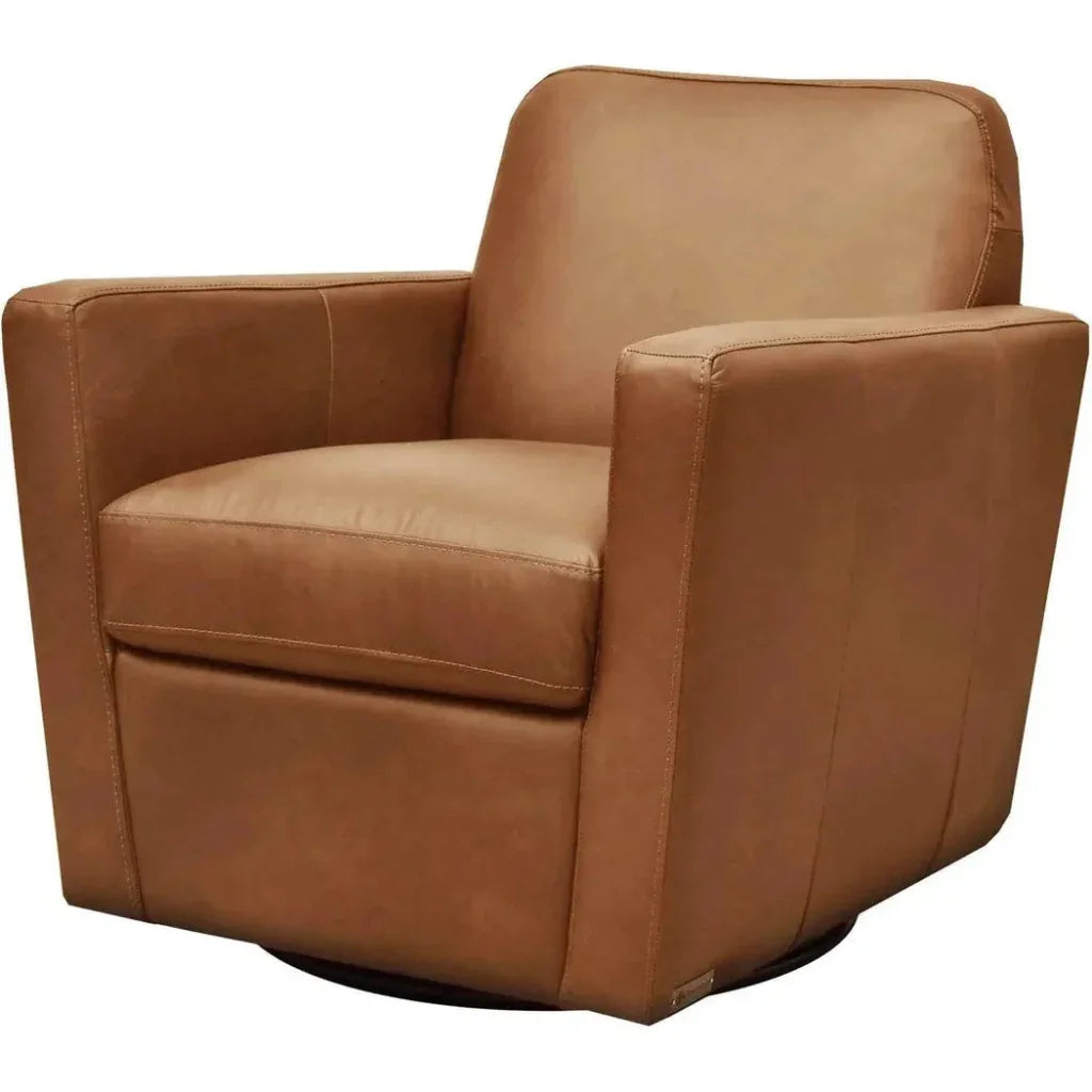 LH Home Cooper Leather Swivel Club Chair