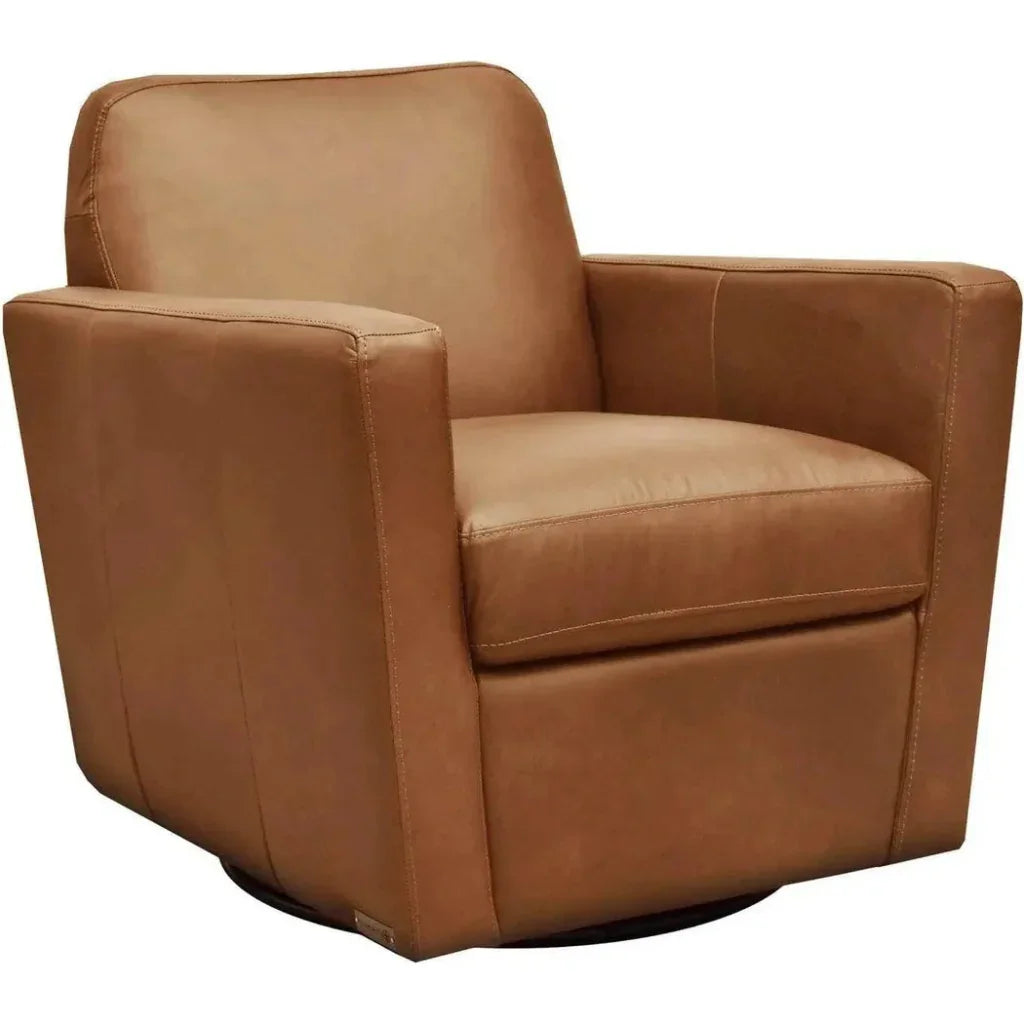 LH Home Cooper Leather Swivel Club Chair