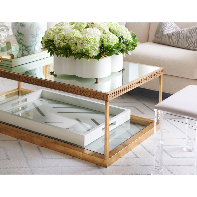 Chelsea House Copas Mirrored Top Rectangular Cocktail Table