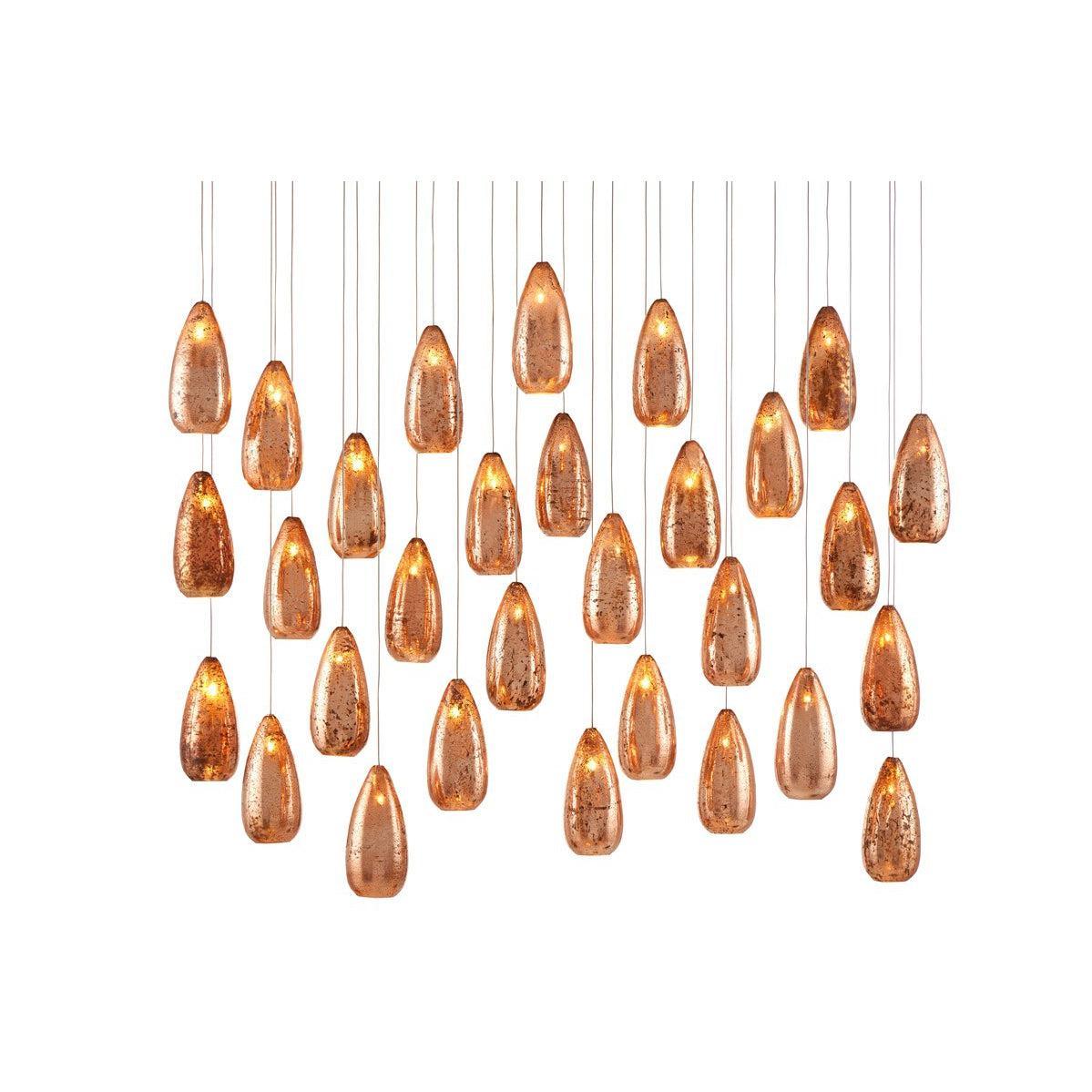 Copper Silver Painted Silver Rame 30-Light Multi-Drop Pendant Pendants Sideboards and Things By Currey & Co