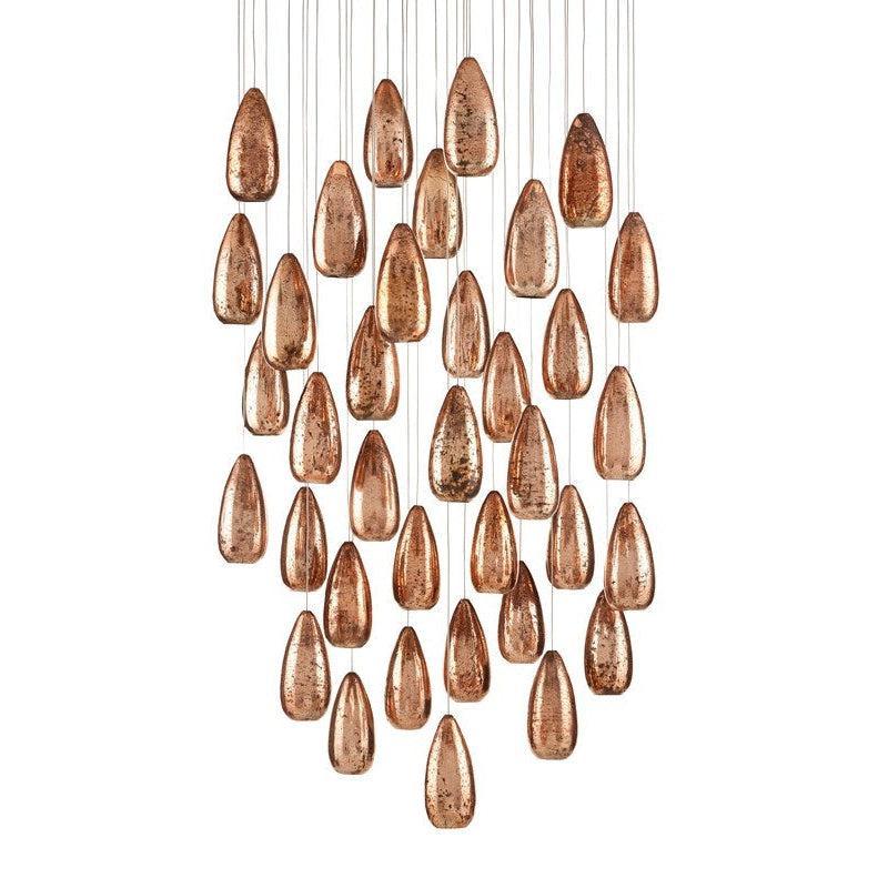 Copper Silver Painted Silver Rame 36-Light Multi-Drop Pendant Pendants Sideboards and Things By Currey & Co