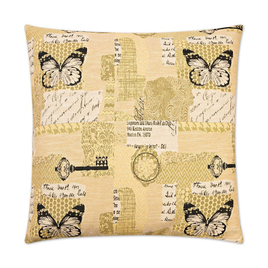 D.V. Kap Copy Paste Yellow Throw Pillow With Insert