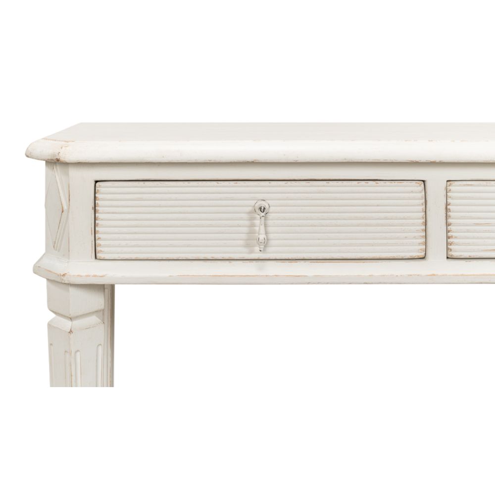 Cora Console Table With Drawers Antique White-Console Tables-Sarreid-LOOMLAN