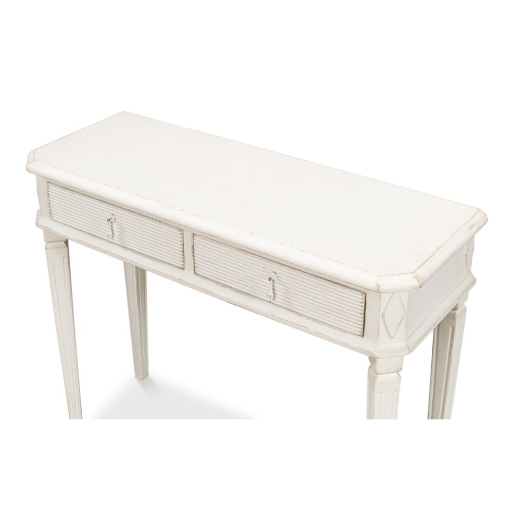 Cora Console Table With Drawers Antique White-Console Tables-Sarreid-LOOMLAN