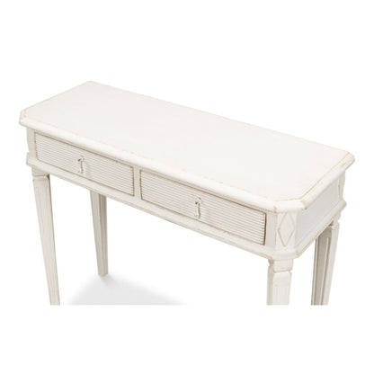 Cora Console Table With Drawers Antique White-Console Tables-Sarreid-LOOMLAN