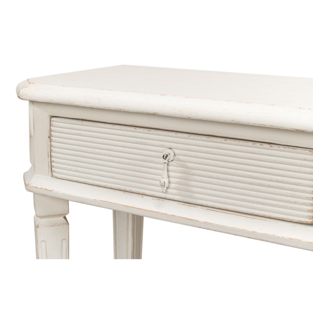 Cora Console Table With Drawers Antique White-Console Tables-Sarreid-LOOMLAN