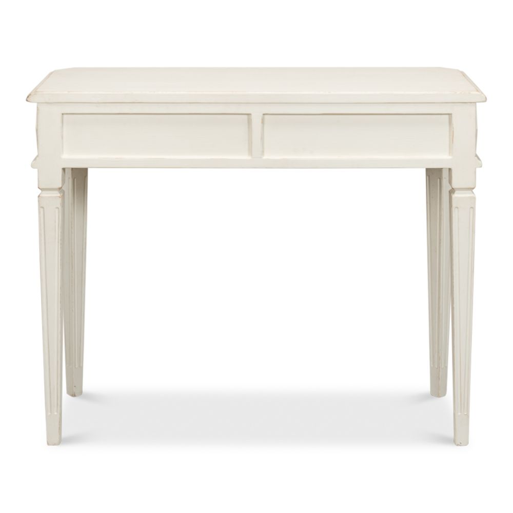 Cora Console Table With Drawers Antique White-Console Tables-Sarreid-LOOMLAN