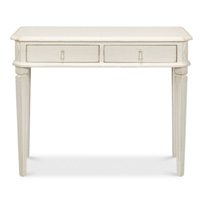 Cora Console Table With Drawers Antique White-Console Tables-Sarreid-LOOMLAN