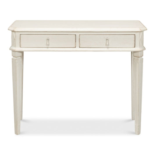 Cora Console Table With Drawers Antique White-Console Tables-Sarreid-LOOMLAN