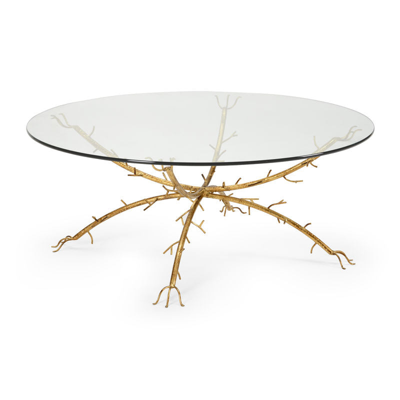 Coral Clear Glass Top Round Coffee Table-Coffee Tables-Chelsea House-LOOMLAN