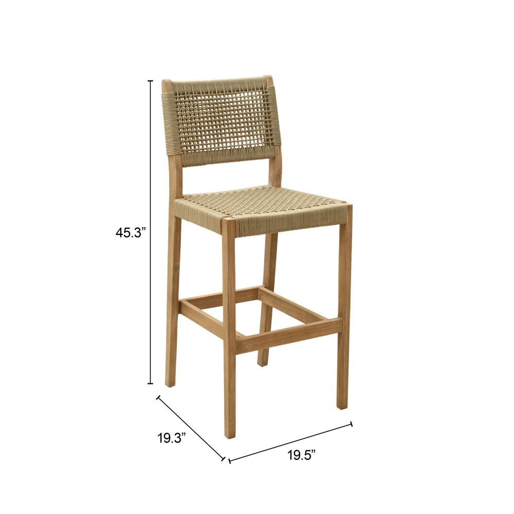 Zuo Modern Corde Olefin Fabric Outdoor Barstool