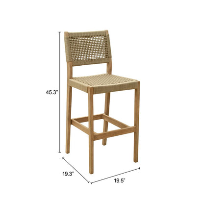 Zuo Modern Corde Olefin Fabric Outdoor Barstool