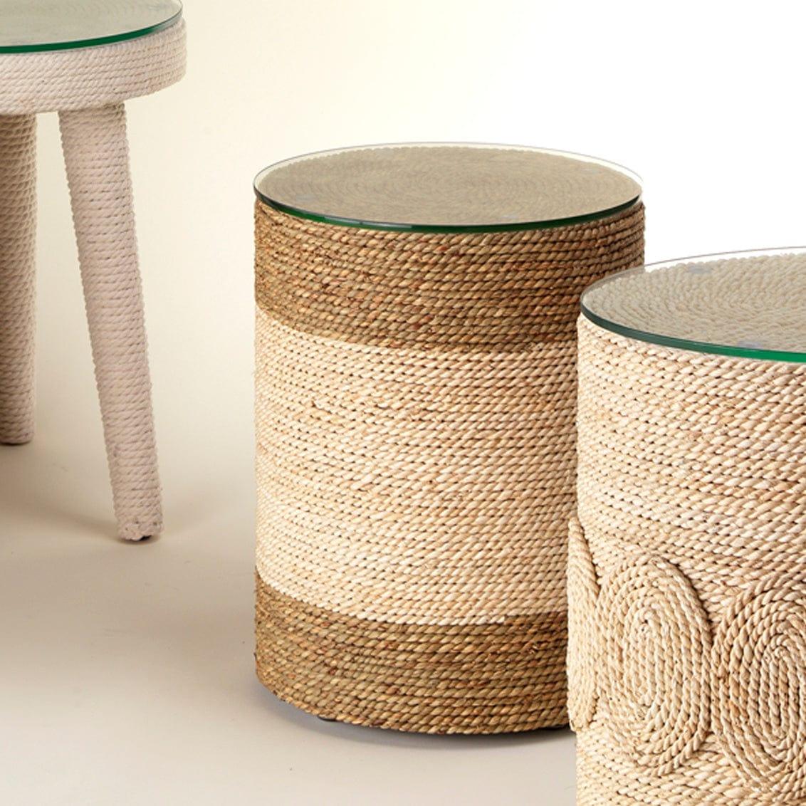 Corn Straw & Tempered Glass Modern Side Table Side Tables Sideboards and Things By Jamie Young