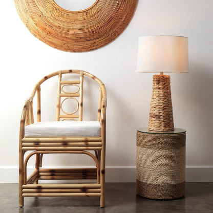 Corn Straw & Tempered Glass Modern Side Table Side Tables Sideboards and Things By Jamie Young