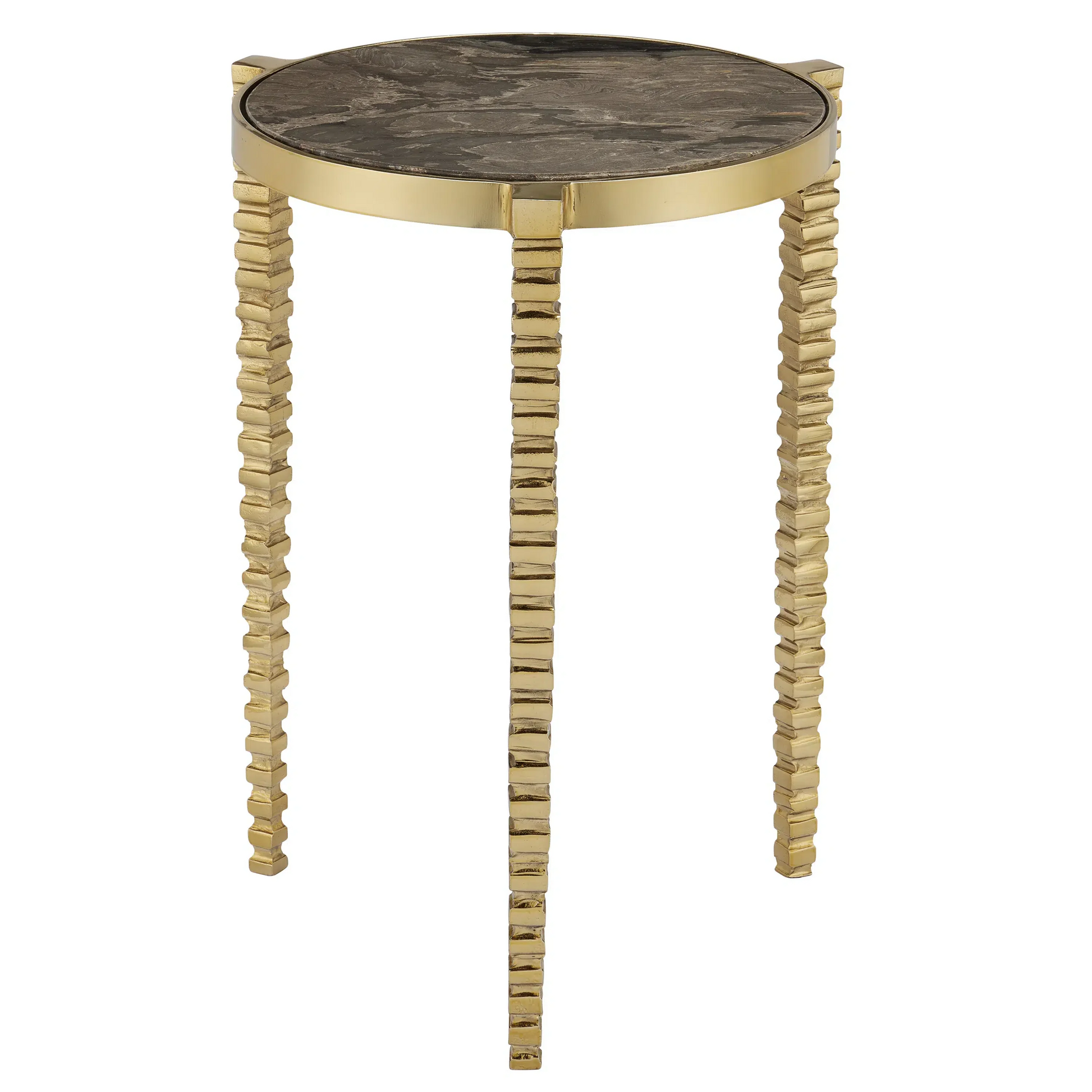 Corrado Cappuccino Marble Accent Table-Side Tables-Currey & Co-Sideboards and Things