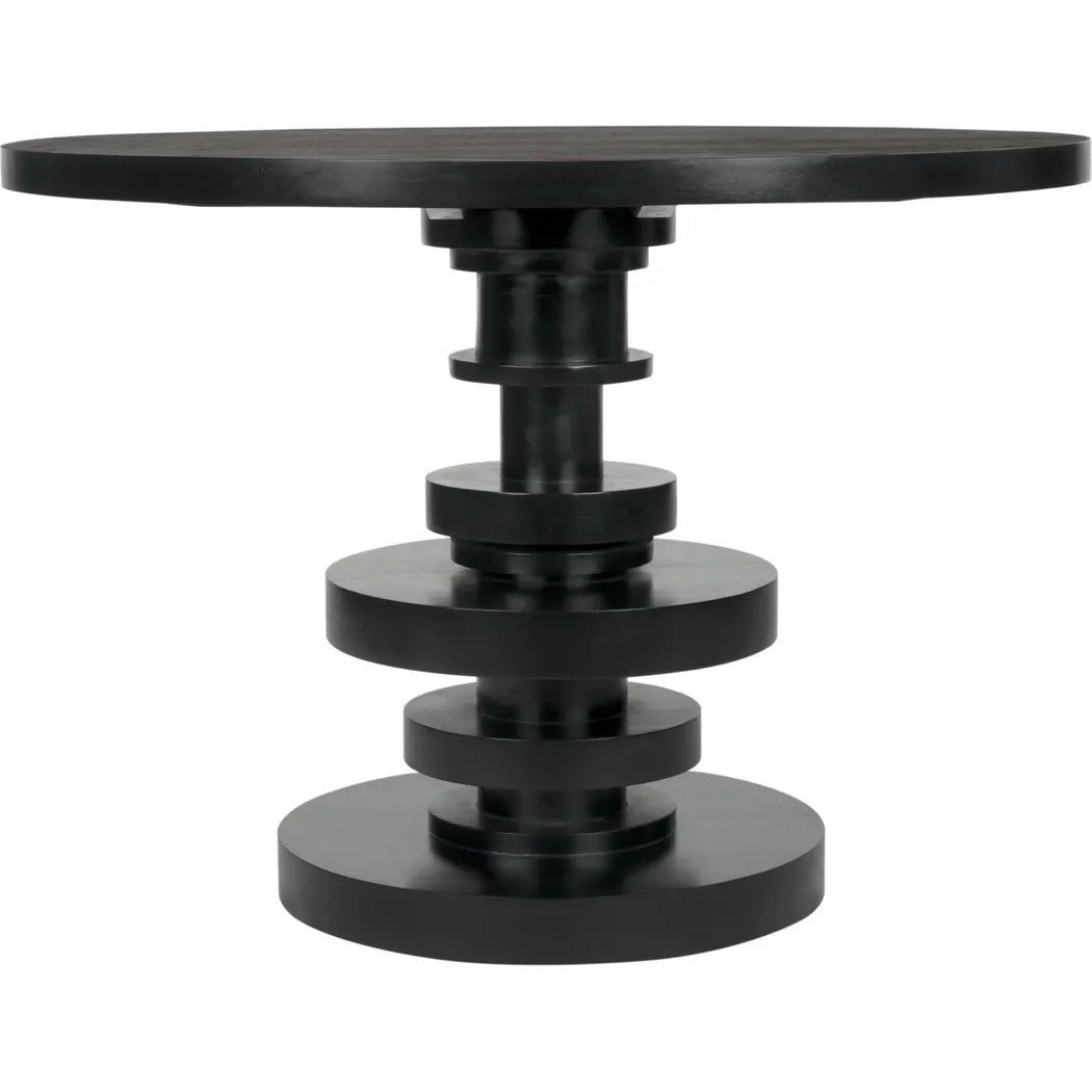 Noir Corum Wood Black Round Dining Table