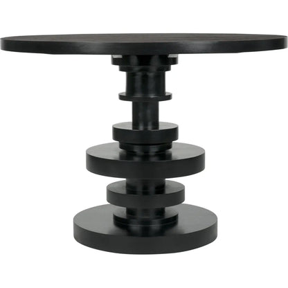 Noir Corum Wood Black Round Dining Table
