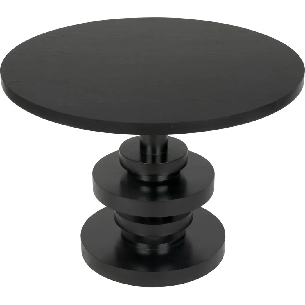 Noir Corum Wood Black Round Dining Table
