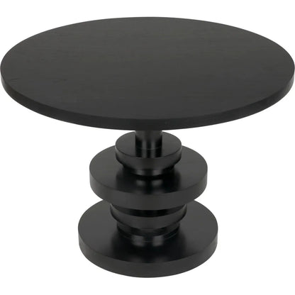 Noir Corum Wood Black Round Dining Table