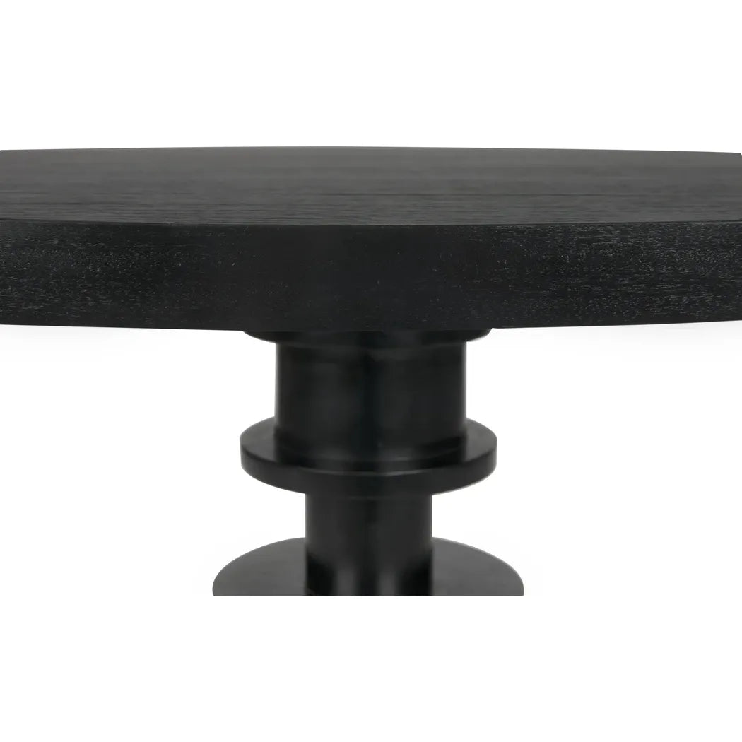 Noir Corum Wood Black Round Dining Table