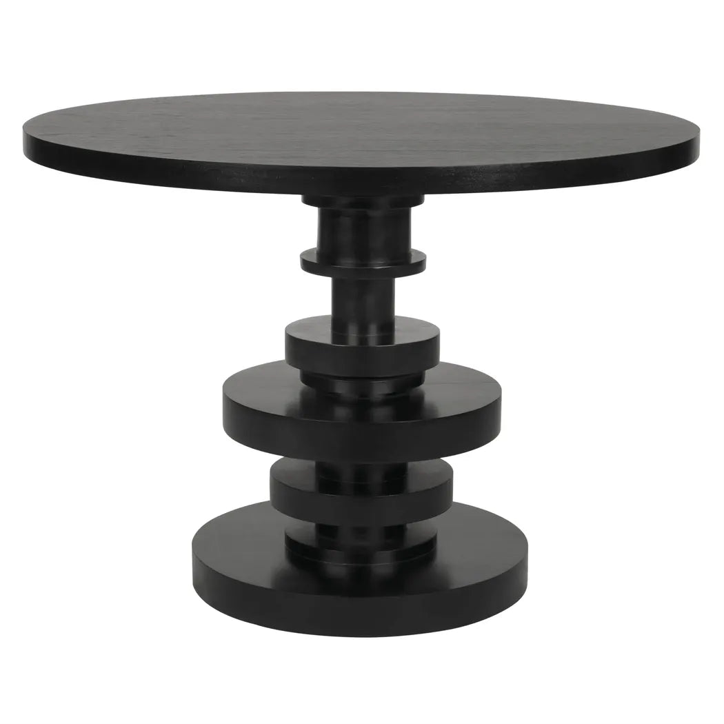 Noir Corum Wood Black Round Dining Table