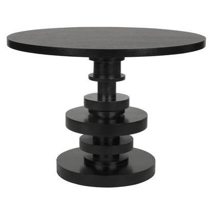 Noir Corum Wood Black Round Dining Table