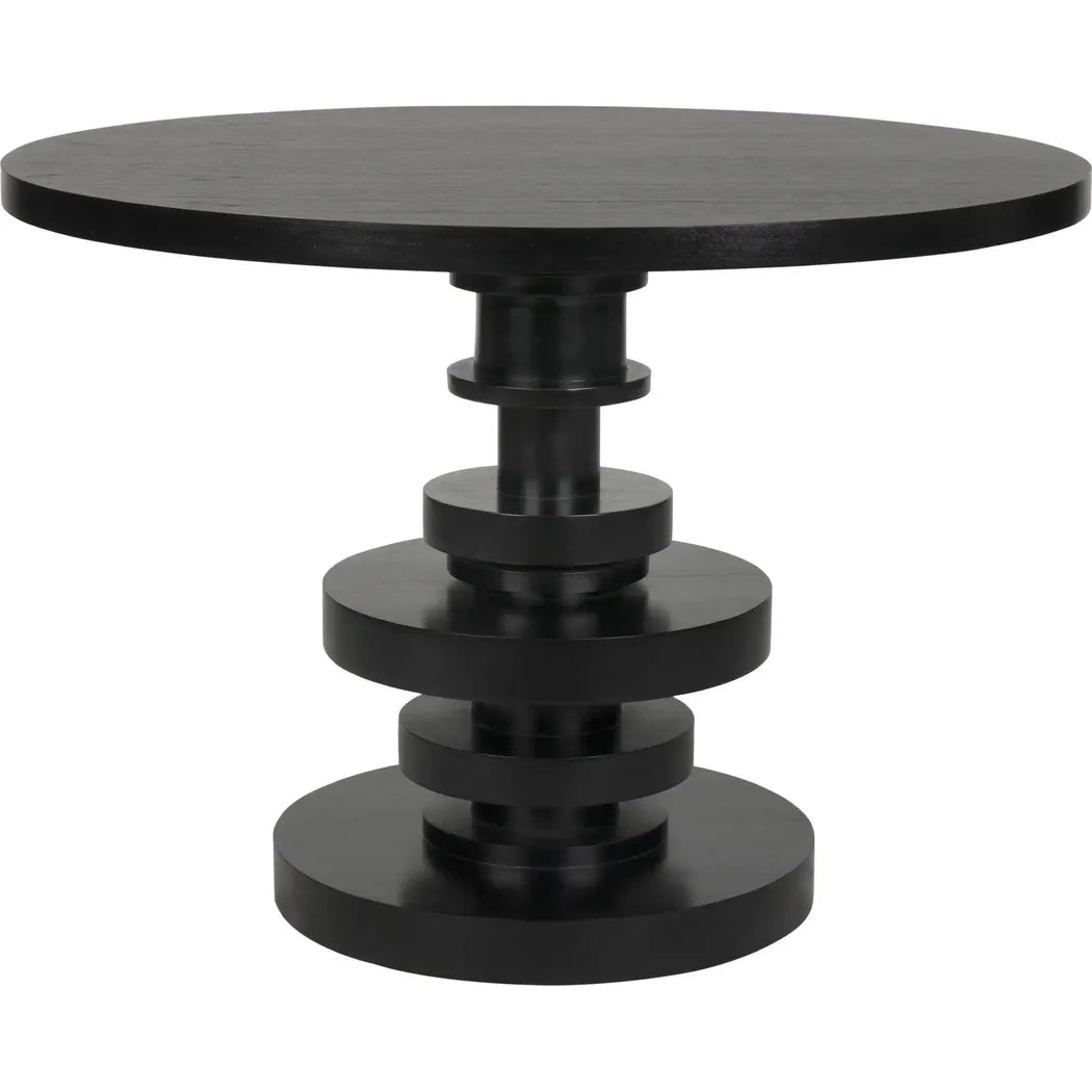Noir Corum Wood Black Round Dining Table