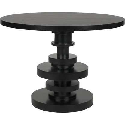 Noir Corum Wood Black Round Dining Table
