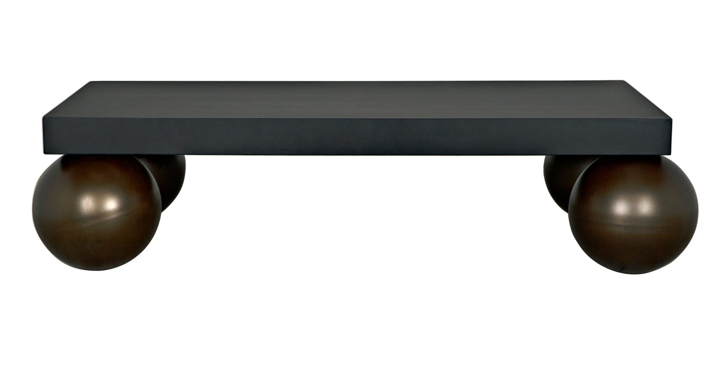 Cosmo Coffee Table, Black Metal with Aged Brass Finish Legs-Coffee Tables-Noir-Sideboards and Things