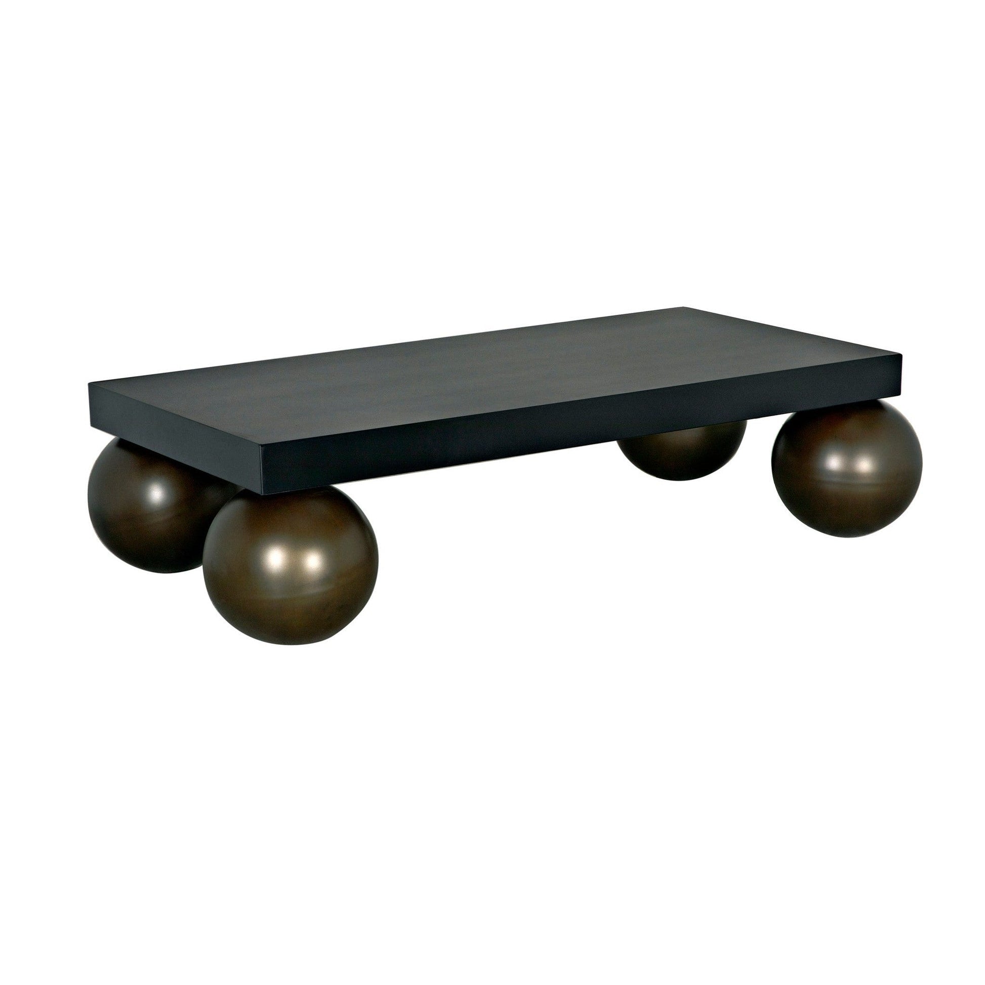 Cosmo Coffee Table, Black Metal with Aged Brass Finish Legs-Coffee Tables-Noir-Sideboards and Things