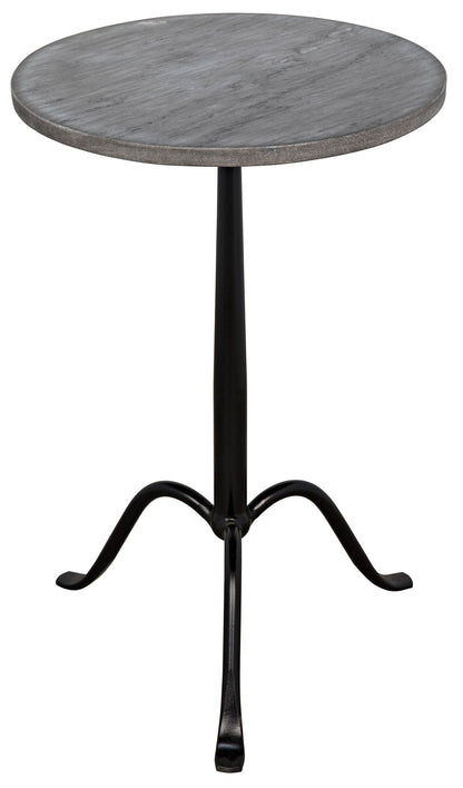 Cosmopolitan Steel and Marble Grey Round Side Table-Side Tables-Noir-Sideboards and Things