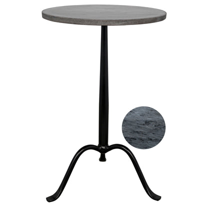 Cosmopolitan Steel and Marble Grey Round Side Table-Side Tables-Noir-Sideboards and Things