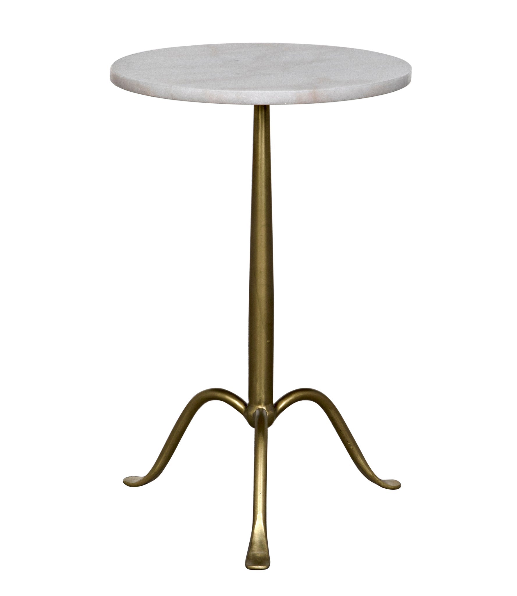 Cosmopolitan Steel and Marble White Round Side Table-Side Tables-Noir-Sideboards and Things