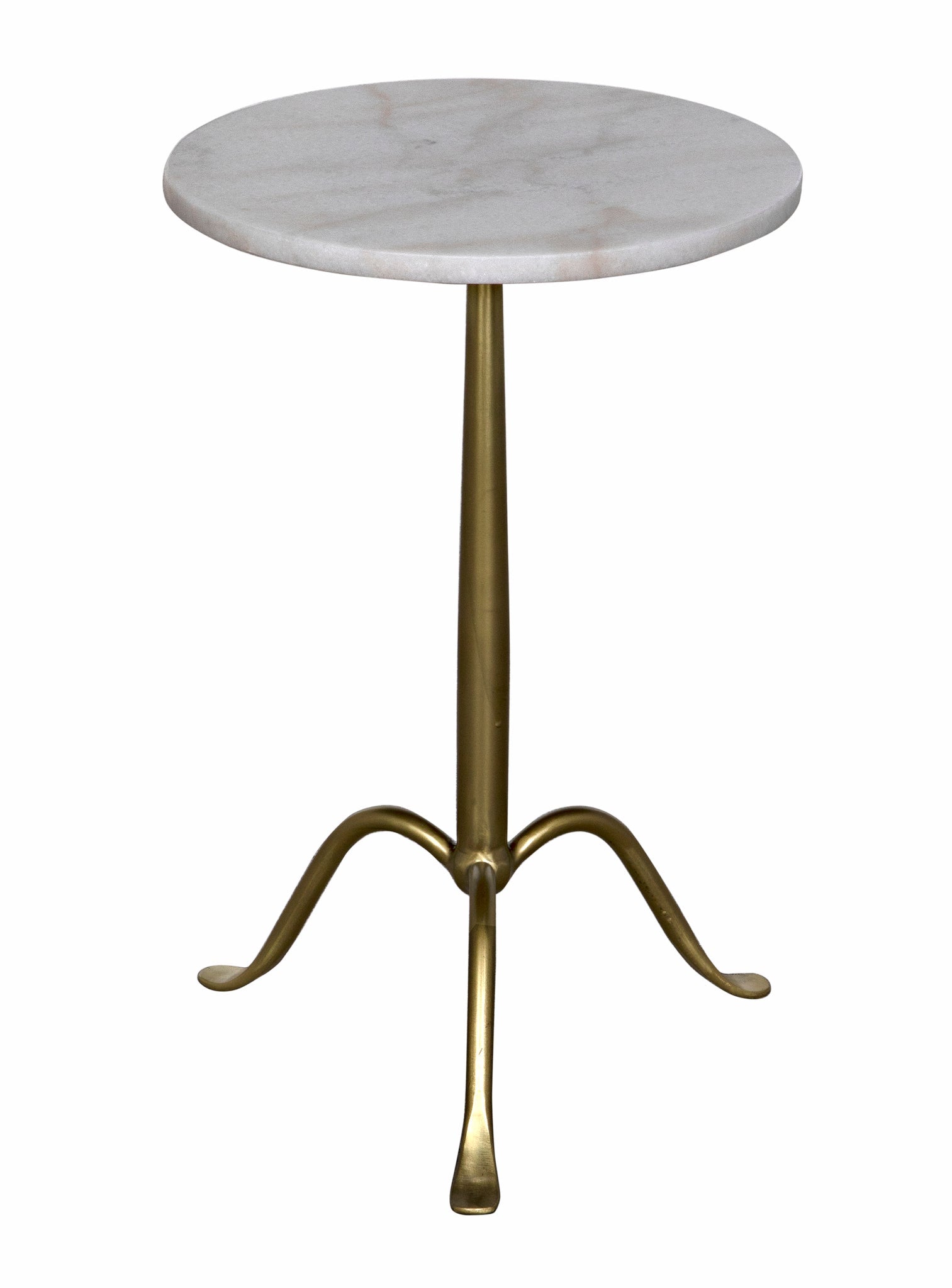 Cosmopolitan Steel and Marble White Round Side Table-Side Tables-Noir-Sideboards and Things