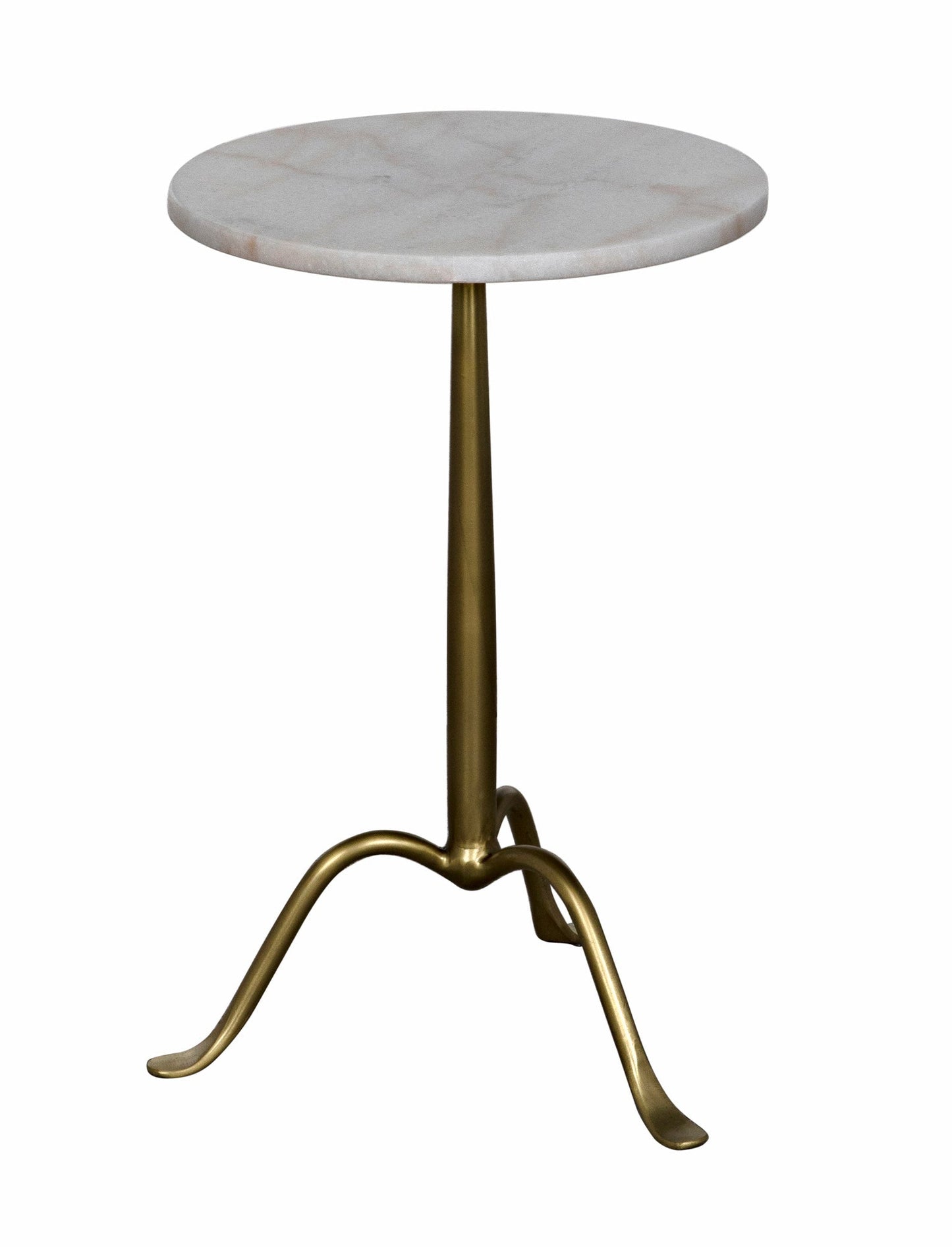 Cosmopolitan Steel and Marble White Round Side Table-Side Tables-Noir-Sideboards and Things