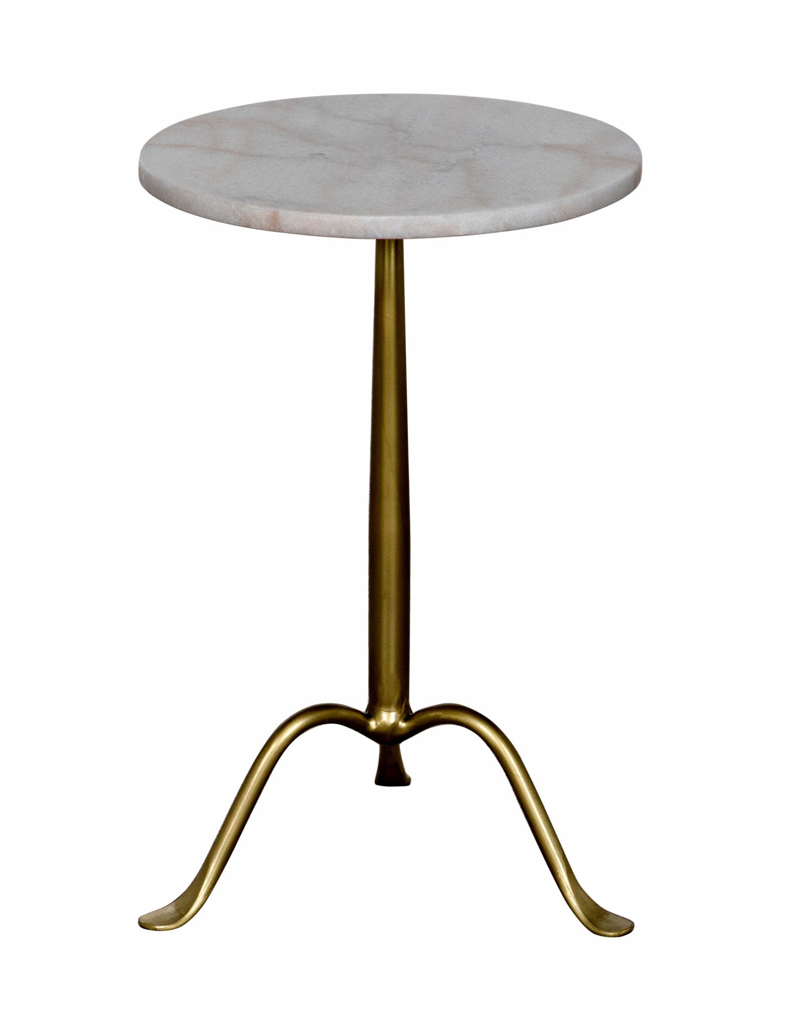 Cosmopolitan Steel and Marble White Round Side Table-Side Tables-Noir-Sideboards and Things