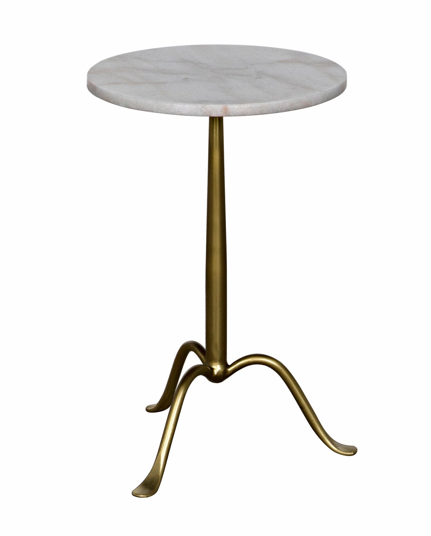 Cosmopolitan Steel and Marble White Round Side Table-Side Tables-Noir-Sideboards and Things