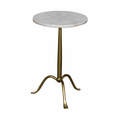 Cosmopolitan Steel and Marble White Round Side Table-Side Tables-Noir-Sideboards and Things