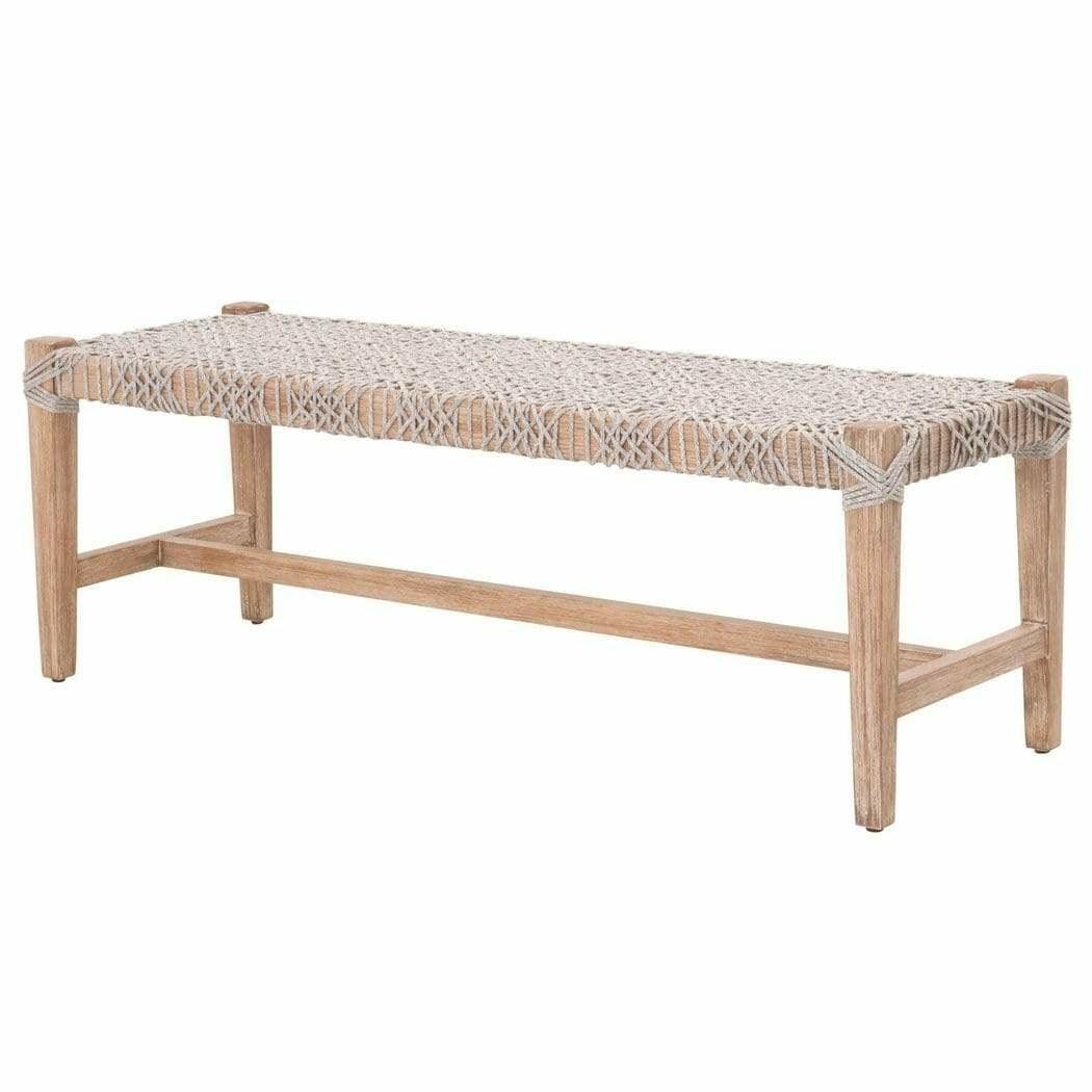Costa Bench Taupe & White Flat Rope Natural Gray Mahogany Dining Benches Sideboards and Things By Essentials For Living