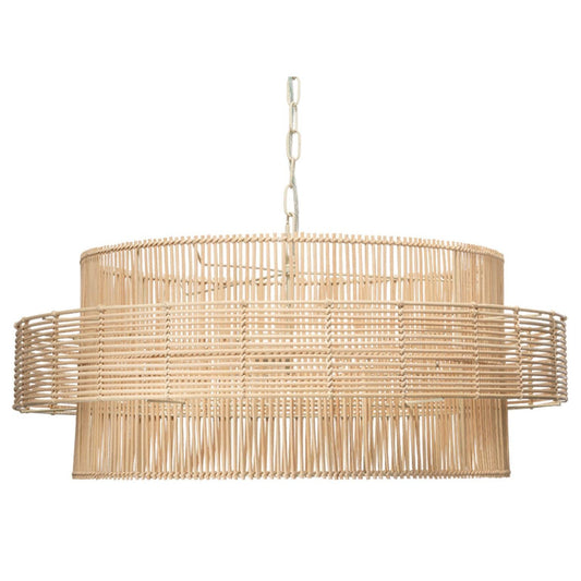 Jamie Young Cottage Beach Decor Cream Rattan Concentric Pendant